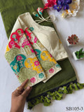 Kahdi Cotton Silk With Embroidery Work Blouse And Silk Saree