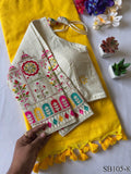 Kahdi Cotton Silk With Embroidery Work Blouse And Silk Saree
