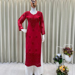 Georgette Cotton Thread Embroidery Work Top Plazzo