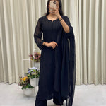 Georgette Embroidery Work With Pum Pum Work Top Pent