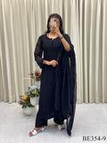 Georgette Embroidery Work With Pum Pum Work Top Pent