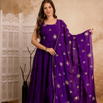 Purple Color Heavy Star Georgette Embroidery Work Anarkali