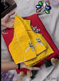 Thred Work Khadi Cotton Collar Blouse Saree