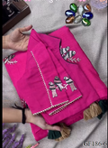 Thred Work Khadi Cotton Collar Blouse Saree