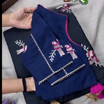 Thred Work Khadi Cotton Collar Blouse Saree