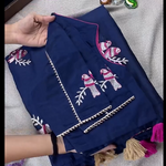 Thred Work Khadi Cotton Collar Blouse Saree