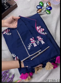 Thred Work Khadi Cotton Collar Blouse Saree