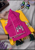 Thred Work Khadi Cotton Collar Blouse Saree