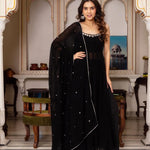 Black Color Faux Georgette Hand Work Anarkali