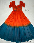 Yellow color Pure Cotton Hand Work Gown