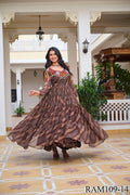 Bandhni Print Faux Georgette Gamathi Work Gown