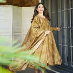pure Soft Muslin Bandhej Print With Plain Work Anarkali