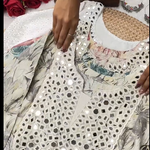 White Color Reyon Foil Fabric Mirror Work Top Pent