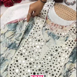 White Color Reyon Foil Fabric Mirror Work Top Pent