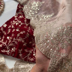 Beige Color Organza Tissue Fabric Zari Work Saree