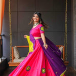 Riyon Cotton Embroidery Thread Work Lehenga Choli