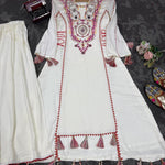 Reyon Fabric With Thread With Real Mirror Work Top Plazzo