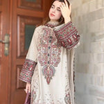 White Color Roman Silk Sequence Embroidery Work Top Plazzo