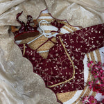 Beige Color Sequins & Zari Embroidery Work Saree