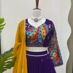 Purple Color Foux Georgette Thread With Sequence Work Lehenga