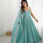 Beautiful Soft Rich Crunchy Silk With Swarovski Work Anarkali Suit Set