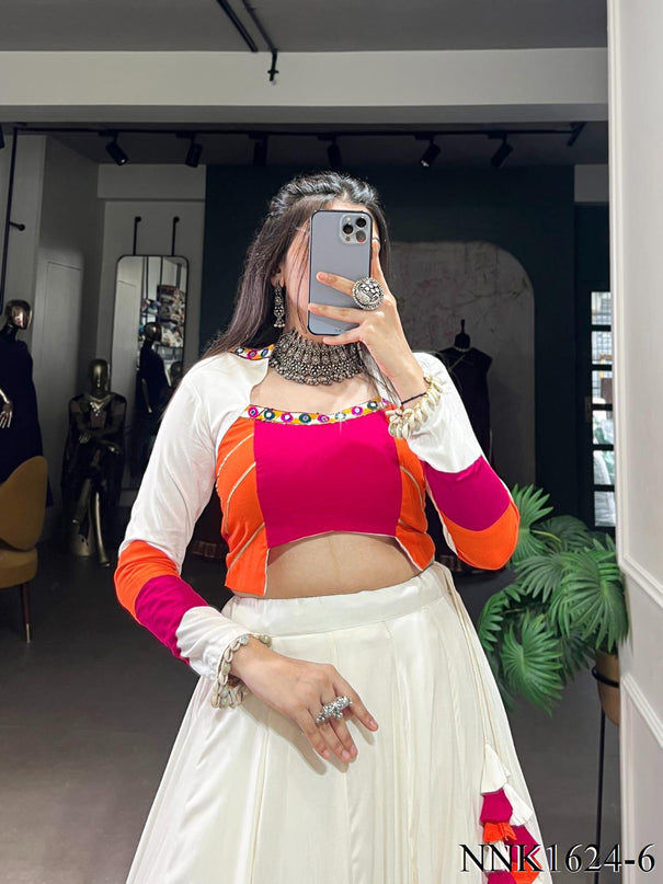 Navratri Special Pure Rayon With Plain Work Lehenga