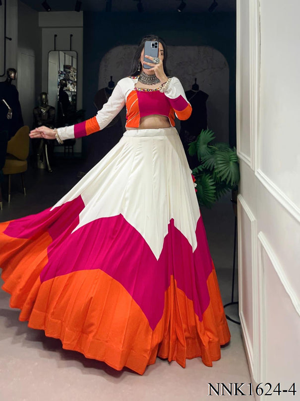 Navratri Special Pure Rayon With Plain Work Lehenga