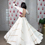 White Color Pure rayon Fabric Sequins Work Lehenga