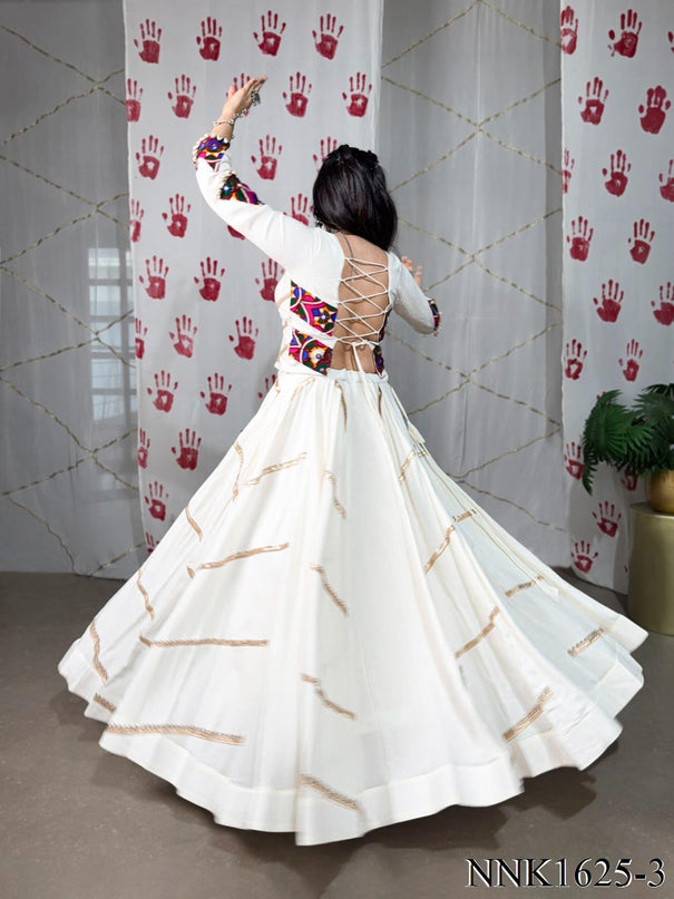 White Color Pure rayon Fabric Sequins Work Lehenga