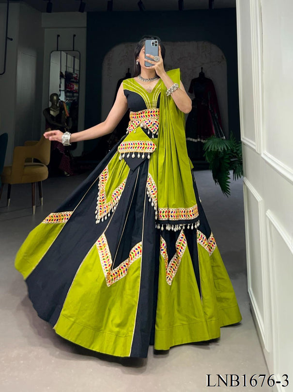Navratri Special Pure Cotton With Plain Work Lehenga