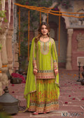 Heavy Chinon Silk With Sequins With Mirror Work Top Sharara