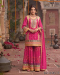 Heavy Chinon Silk With Sequins With Mirror Work Top Sharara