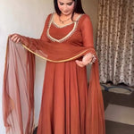 Fancy Handwork Gown Set with Latkan & Siqwans Dupatta