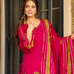 Elegant Fox Georgette Embroidered Suit Set with Dupatta