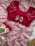 Graceful Fendy Satin Embroidered Saree Set