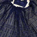 Blue Color Georgette Sequins Work With Thread Work Saree