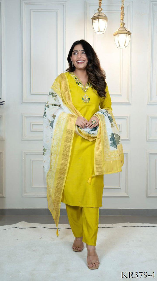 Premium Romn Silk With Hand Work Kurti