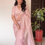 Pink Color Jimmi Choo Beautifull HandWork Saree