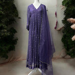 Purple Color Georgette Heavy Sequins Work Gown
