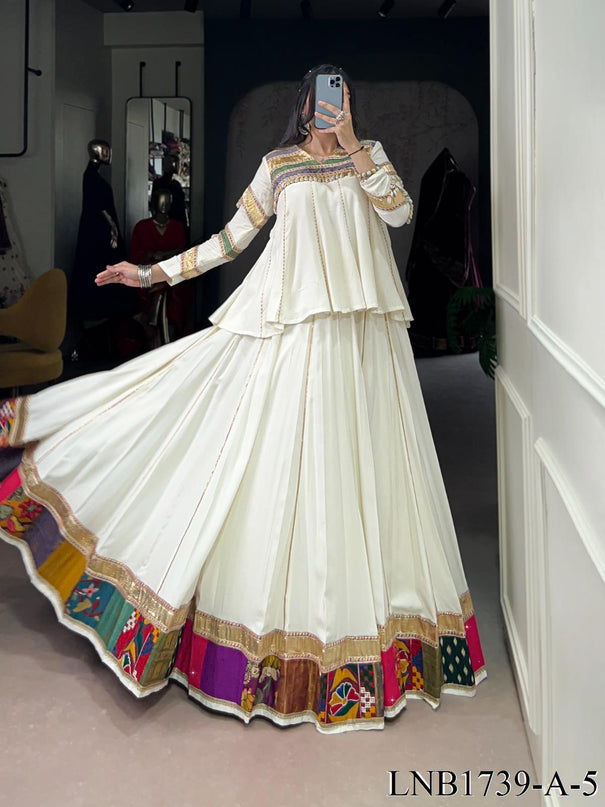 Reyon Fabric Multi Patche Work Gotta Patti Lace Work Lehenga