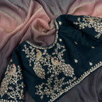 Black Color Soft Space Silk Sequience Coding Work Saree