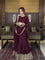 Wine Color Chinon Silk Embroidery Work Gown