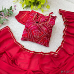 Red Color Viscos Reyon Fabric With Gotta Patti Work  Gown