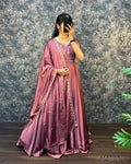 Silk Flair Gown with Embroidery & Dupatta
