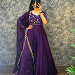 Silk Flair Gown with Embroidery & Dupatta