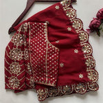 Red Color Faux Georgette Sequience Work Saree