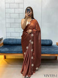 Space Silk With Hart Loving Daimond Cut Work Saree