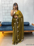 Space Silk With Hart Loving Daimond Cut Work Saree