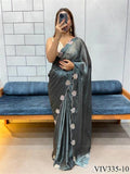 Space Silk With Hart Loving Daimond Cut Work Saree