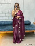 Space Silk With Hart Loving Daimond Cut Work Saree